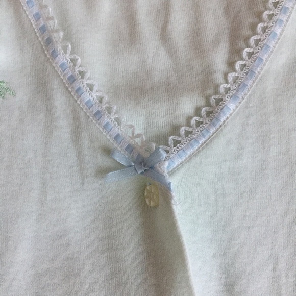 Vintage Floral Embroidered Knit Cardigan ThreeQuarter Sleeve Light Blue Sz Small - Picture 9 of 13